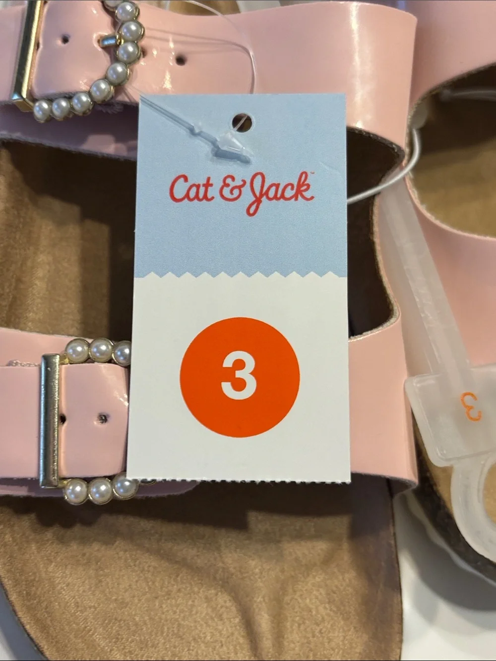 Cat & Jack Girl's Pink Drew Footbed Sandals with Pearl Details